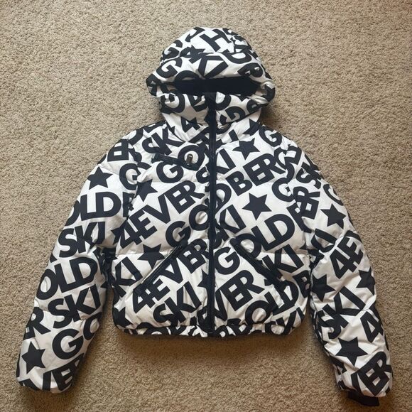 Goldbergh Carter Jacket White Black Logo Starski Porter Jacket Worn Once US 8 - Picture 5 of 9